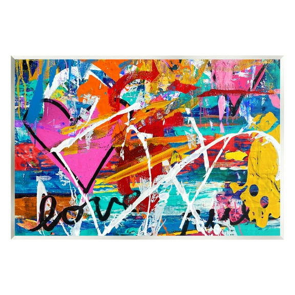 Stupell Industries Urban Heart Graffiti Collage Abstract Painting Unframed Art Print Wall Art, 15 x 10