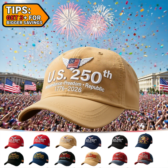 U.S. 250th Anniversary Hat Vintage Washed Adjustable Patriotic Baseball Cap, Stylish Retro Design Perfect for Everyday Casual Wear and Street Outfits