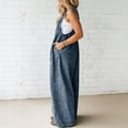 thumbnail image 6 of ClodeEU Women's V Neck Sleeveless Wide Leg Jumpsuit,Casual Loose Romper with Pockets Dark Blue,Women's Plus XXL, 6 of 7