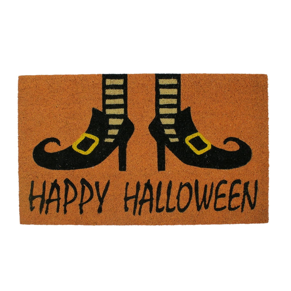 Happy Halloween and Wicked Witch Shoes Door Mat 18" x 30"