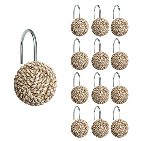 Juego de 12 ganchos para cortinas de ducha Sunlit Boho Knots Seaside