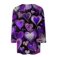 thumbnail image 3 of Inglocry Valentines Shirts For Women 3/4 Length Sleeve Valentine Day Top 2026 Cute Heart Printed Graphic Shirt Crewneck Pullover Hot Pink 5XL, 3 of 4