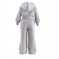 thumbnail image 3 of AWZXDE Childrens Fall Winter Clothing Sweatshirt Zip Up Hooded Jumpsuit Comfortable Casual Kids Jumpsuit Light Gray，6-7 Years, 3 of 7