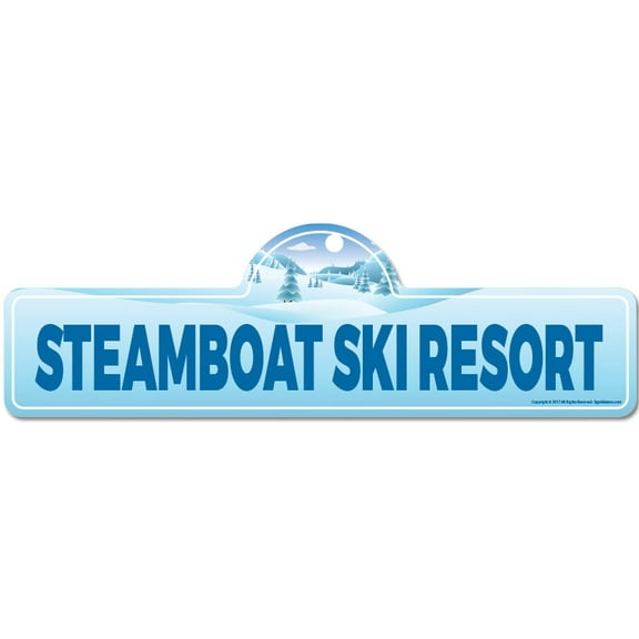 Steamboat Ski Resort Street Sign | Indoor/Outdoor | Skiing Skier Snowboarder Décor for Ski Lodge Cabin Mountian House | SignMission personalized gift