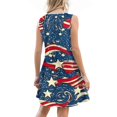 thumbnail image 2 of Women's V-Neck Sleeveless Sundress, Casual Summer Dress with Independence Day Print, Comfortable Fabric for Festivals and Parades,Cyan XL, 2 of 2