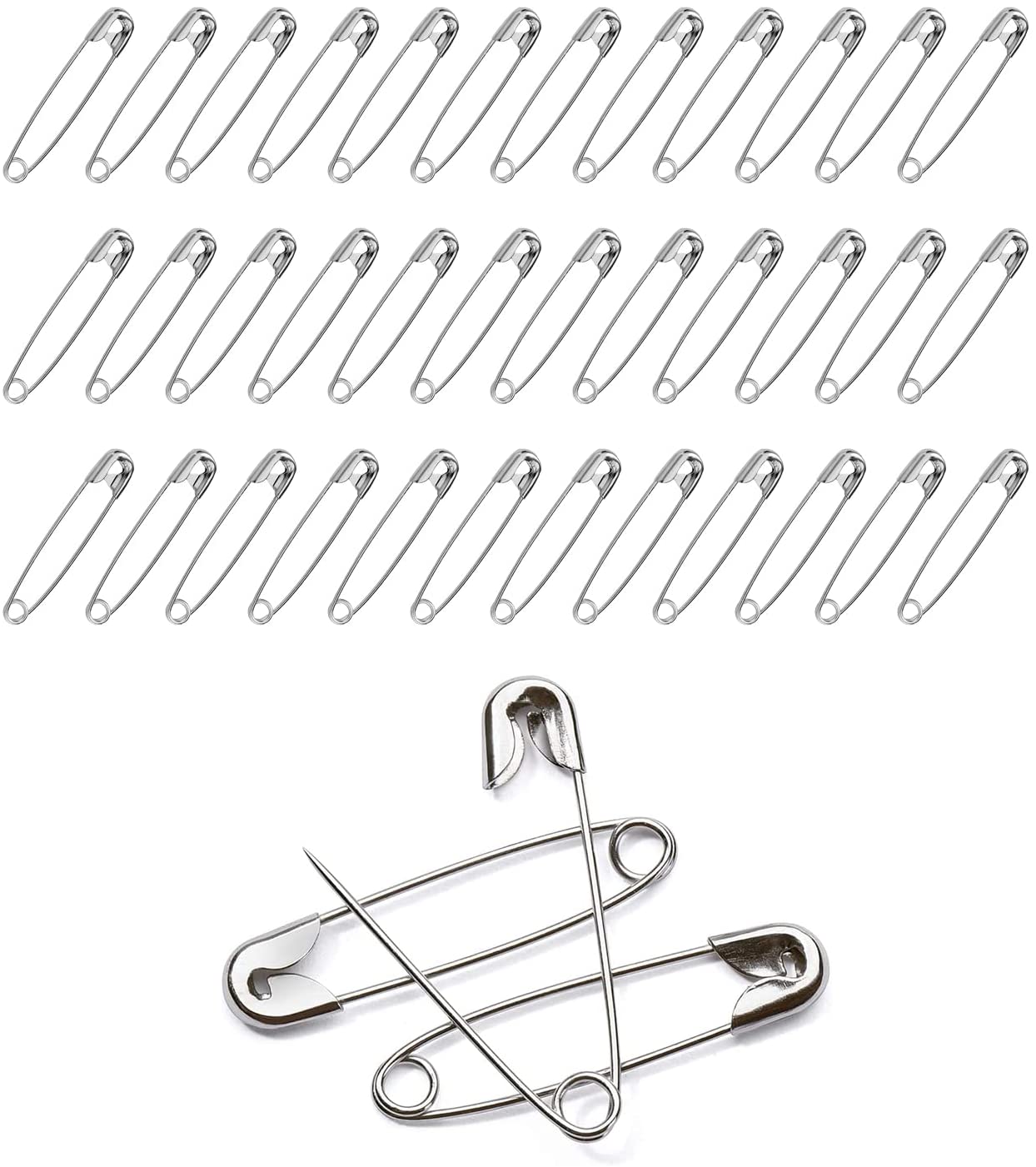 Lagraw Set of 100 Extra-Large 1-3/4 inch Silver Safety Pins Fastener