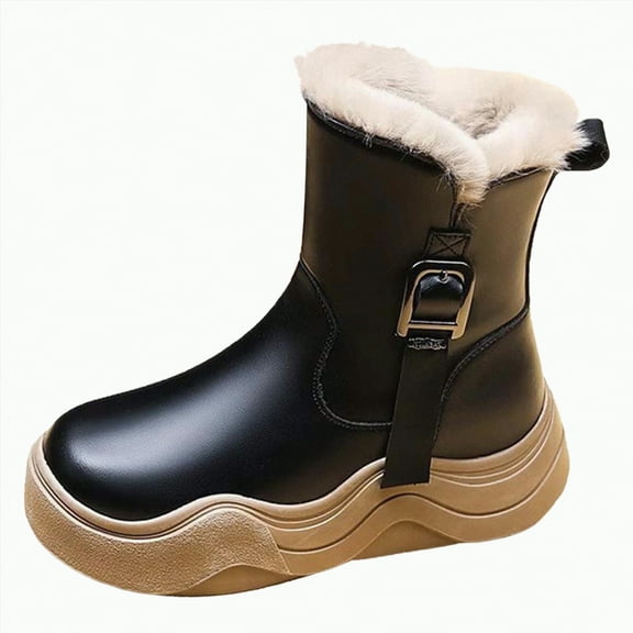 CAICJ98 Boys Girls Snow Boot Warm Winter Kids Ankle Cozy Plush Lined Walking Shoes Non-Slip Winter Boots for Boys Girls (Little Kid/Big Kid),12