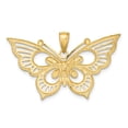thumbnail image 4 of DewberryDiamonds 14k Two-tone Gold Diamond-cut Butterfly Pendant (Weight : 2.19gm, Length : 25.6mm, Width : 37.6mm), 4 of 5
