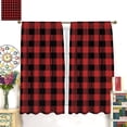 thumbnail image 3 of Buffalo Check Plaid Curtains Brown and White Curtain with Rod Pocket for Farmhouse Bedroom Living Room Home Decor Drapes Thermal Insulated Window Treatments 2 Panels Set 52x63 Inch, 3 of 4
