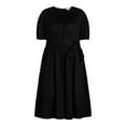 thumbnail image 4 of Free Assembly Women's Cotton Midi Wrap Dress with Short Sleeves, Sizes XS-4X, 4 of 4