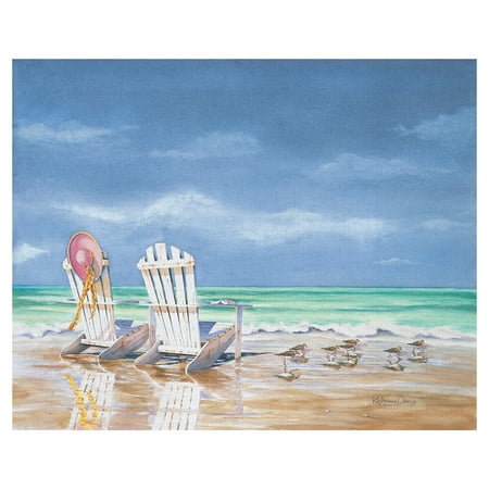 Masterpiece Art Gallery Calm Before Beach Chairs And Ocean Tide By Kathleen Denis Canvas Art Print 22 X 28