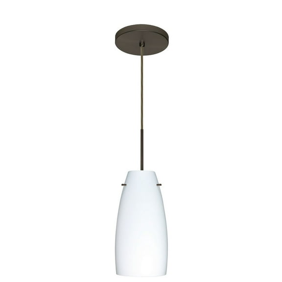 1JT-151207-BR-Besa Lighting-Tao 10-One Light Cord Pendant with Flat Canopy-5.13 Inches Wide by 10.75 Inches High-Bronze Finish-Opal Matte Glass