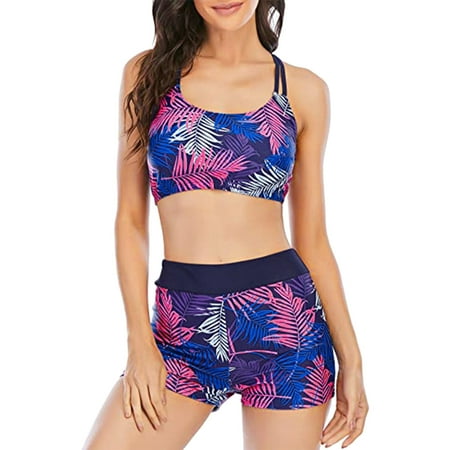 Womens Stipe Swimsuit Two Piece Split Bathing Suit High Waist Training Sexy Tummy Control With Boyshorts Swimwear plus Size Swimsuit for Women at Girl Swimwear Shorts for Women Swimsuits Tops for