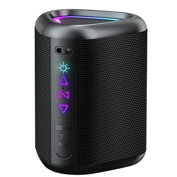 Bluetooth Speaker Wireless IPX7 Portable Speaker with Lights,15W Loud Stereo Sound, All Day Playtime, TWS Pairing, BT5.3, Home/Party/Outdoor/Beach (Black)