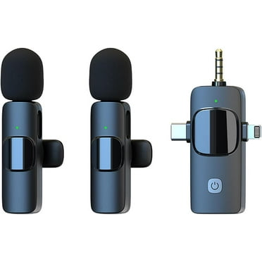 3 in 1 Wireless Microphones for iPhone, Android, Camera, Wireless Lavalier Microphone, Mini Microphone, Noise Canceling Lapel Mic for Interview Video Podcast Vlog