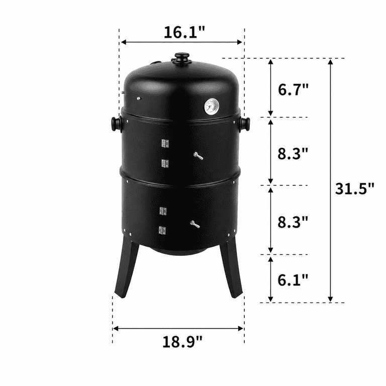 Alvantor 3-in-1 Portable Charcoal Smoker Grill, 31 Inch photo 2