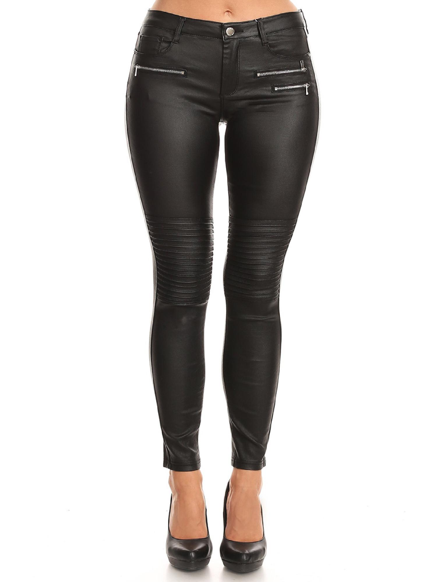 womens faux leather leggings zipper system