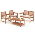 thumbnail image 2 of Costway 4 PCS Patio Conversation Set with Soft Seat Cushions 2-Tier Rectangle Coffee Table, 2 of 9