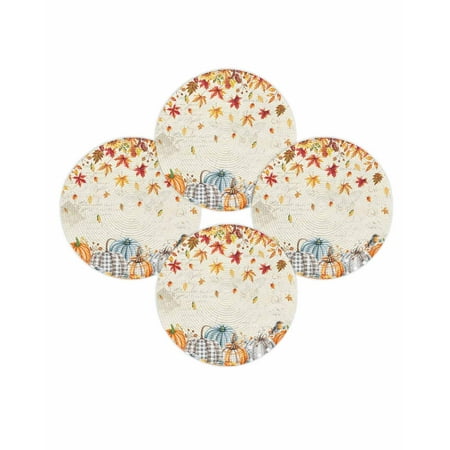 Fall Round Placemats Set of 4 Orange Plaid Pumpkin Place Mats Thanksgiving Woven Placemat Bird Sunflower Maple Leaf Circle Braided Table Mat for Kitchen Dining Table Autumn Party Home Decor 15 Inch Fall Round Placemats Set of 4 Orange Plaid Pumpkin Place Mats Thanksgiving Woven Placemat Bird Sunflower Maple Leaf Circle Braided Table Mat for Kitchen Dining Table Autumn Party Home Decor 15 Inch