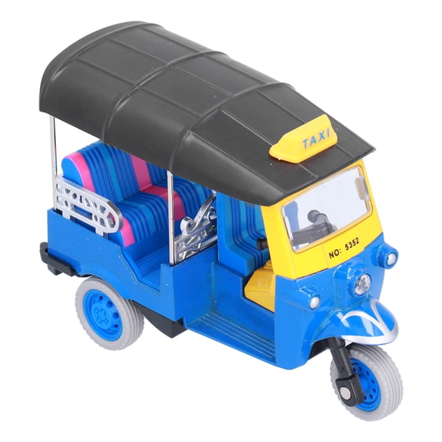 Triciclo tailandés de tracción trasera, simulación de aleación, modelo de coche Tuk Tuk, juguete para niños, vehículo de juguete azul