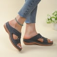 thumbnail image 5 of BLTIBY Orthopedic Sandals for Women Arch Support Summer Fashion Round Toe Fish Mouth Open Toe Leather Comfy Wedge Shoes 2025 Blue 4.5, 5 of 8