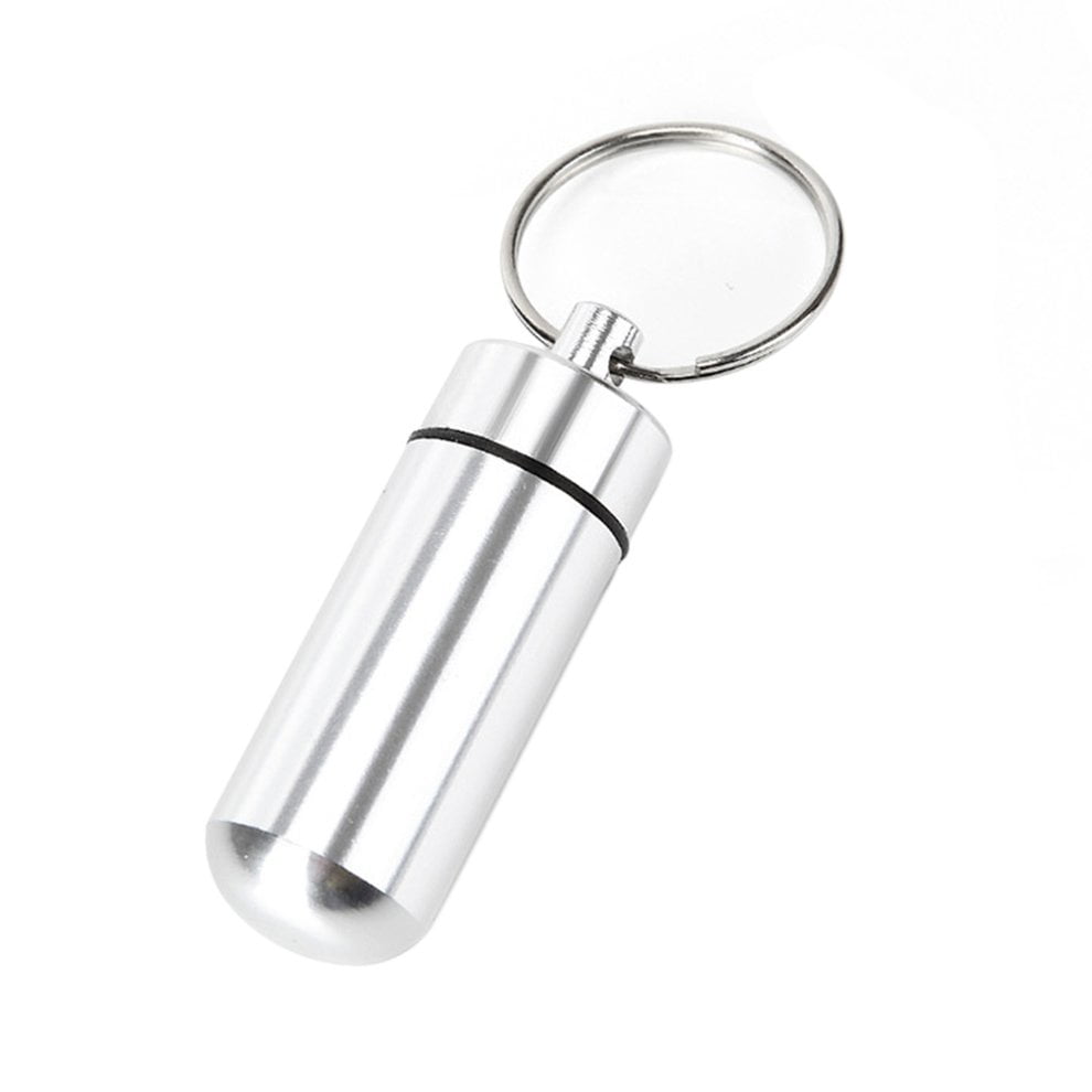 SM Mini Waterproof Pill Box Key rings Metal Keychain Storage Sealed