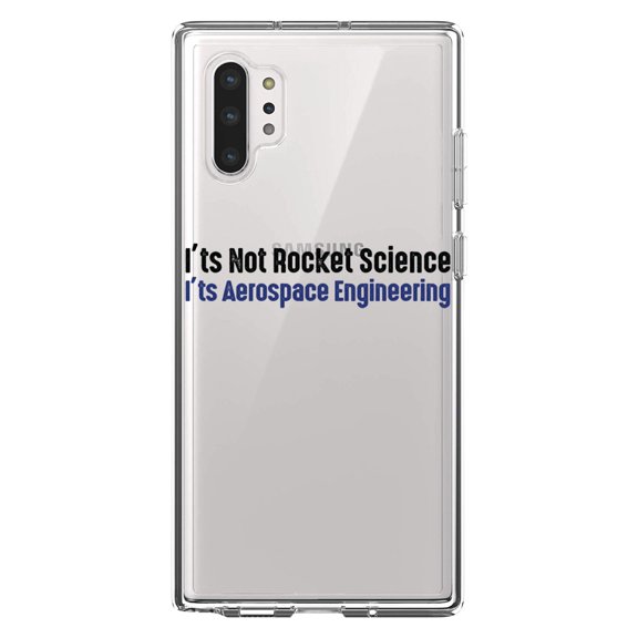 DistinctInk Clear Shockproof Hybrid Case for Galaxy Note 10 PLUS (6.8" Screen) - TPU Bumper Acrylic Back Tempered Glass Screen Protector - Not Rocket Scient - Aerospace Engineering