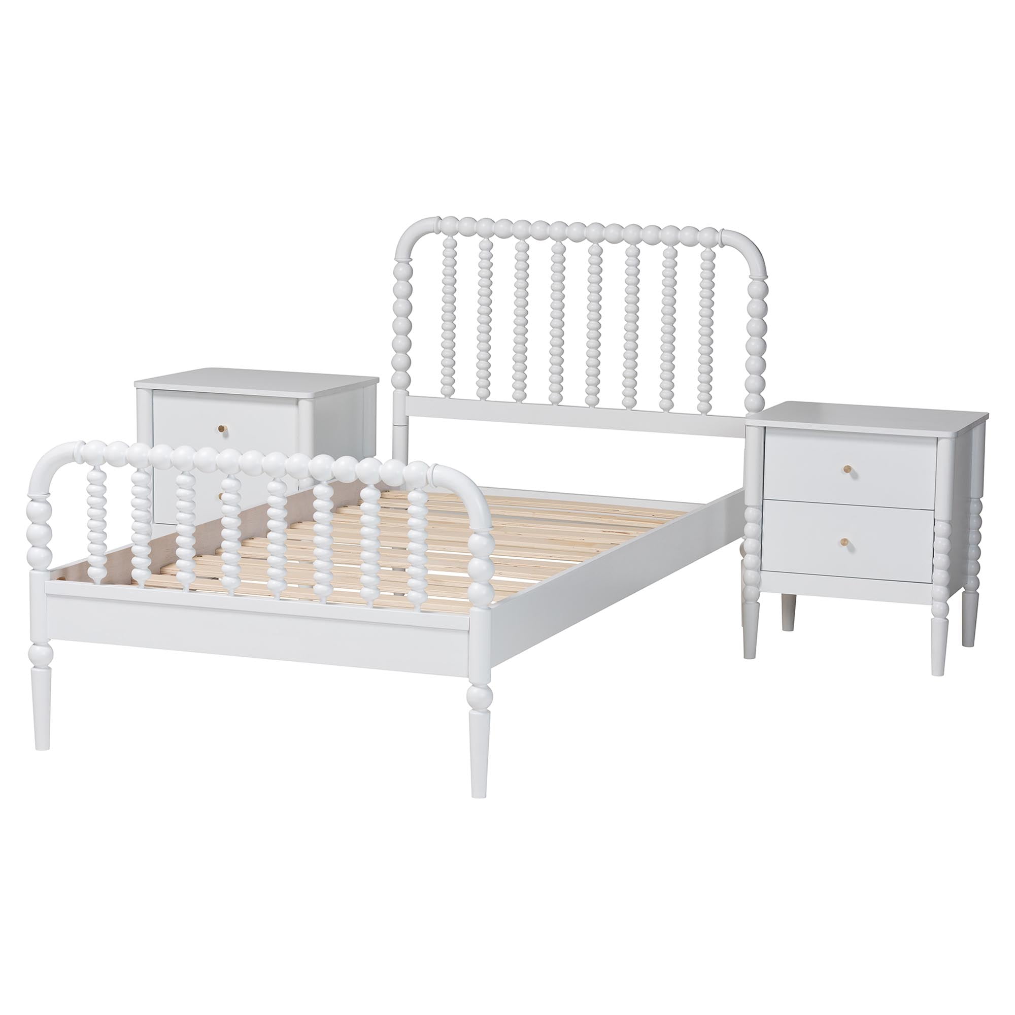 Baxton Studio Lucera Mid-Century Bedroom Set, Twin, White