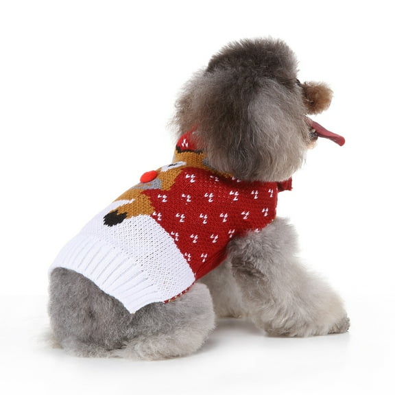 LOLIPPYY Dog Sweater with Festive Christmas Deer Pattern for Holiday Pet Party Costume