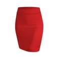 thumbnail image 4 of Made by Johnny Women's Elastic Waist Stretch Bodycon Midi Pencil Skirt Above The Knee Length Classic Skirt S RED, 4 of 5