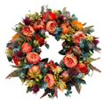 thumbnail image 2 of Dserhfy Autumn Peony Pumpkin Wreath Artificial Twig Garland Vintage Floral Garland Seasonal Door Hanger for Thanksgiving Harvest Decor, 2 of 7