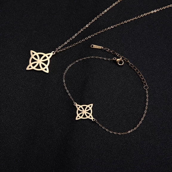 TEAMER Celtic Knot Pendant Necklace Witchcraft Knot Charms Bracelet Sets Jewelry Gifts