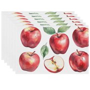 Fall-featured Placemats Decoration for Dining Table Restaurant Coffee Table, Durable Hand Drawn Watercolor Place Mat 6Pcs 17.7x13 Inch Fruits Apples Heat-Resistant Placemat