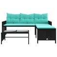 thumbnail image 3 of vidaXL Canapé de Jardin avec Table et Coussins en Rotin Poly Noir en Forme de L, 3 of 5