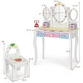 thumbnail image 3 of Pemberly Row Kids Vanity Princess Makeup Dressing Table Chair Set w/Mirror White, 3 of 8
