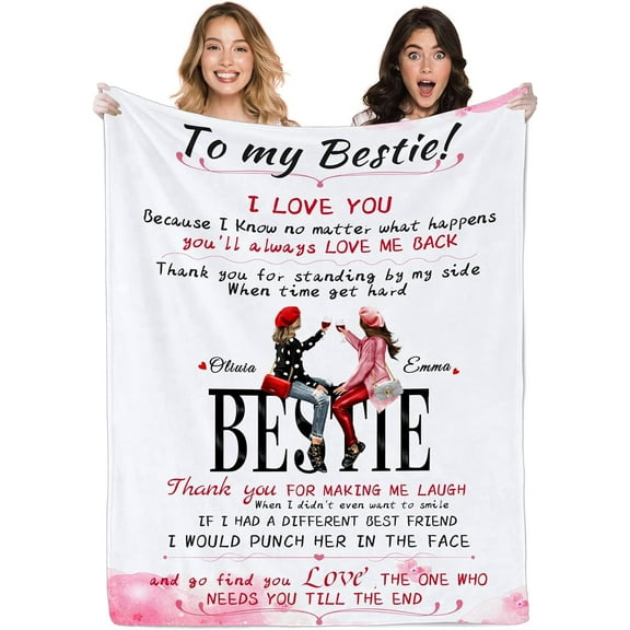 XZYG StellarStyle Best Friends Birthday Gifts for Women Personalized Blanket with Photo Custom Best Friend Blanket Friendship Gifts for Women Friends BFF Unique Besties Gifts(30*40inch)