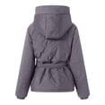 thumbnail image 6 of Winter Parka for Women Long Sleeve Thicken Zip Up Belted Hooded Outerwear with Pockets, 6 of 6