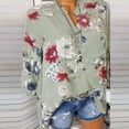 thumbnail image 3 of TIMIFIS Chemise Henley d'Été pour Femme Décontractée à Col en V à Rayures à Imprimé Floral à Manches Longues Haut sur, 3 of 6