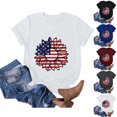 thumbnail image 1 of Fiudx Ofertas Flash Artículos En Oferta Top de Manga Corta con Cuello Redondo Informal y Estampado Elegante Del Día de La Independencia para Mujer, 1 of 4