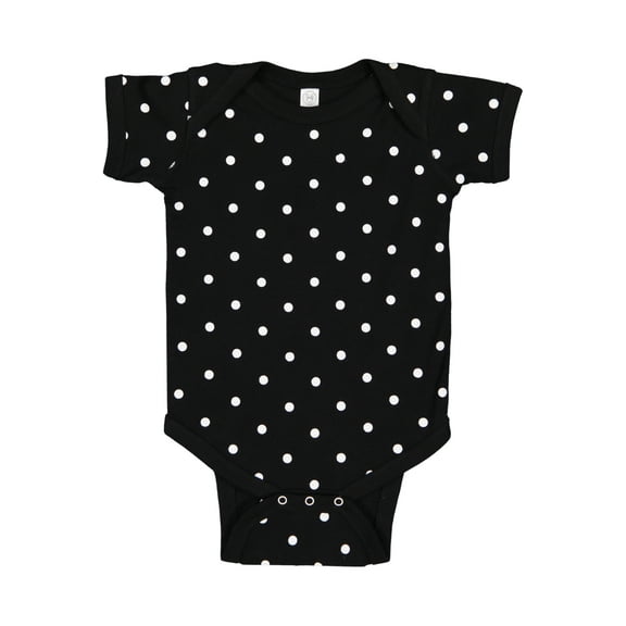 Rabbit Skins Baby Soft Short-Sleeve Bodysuit (4400) Black-White Dot, 18M