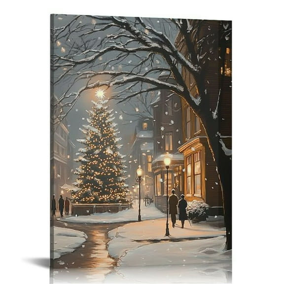 ONETECH Vintage Christmas Canvas Wall Art Landscape Painting Winter Scene Country Pictures Farmhouse Wall Art Posters Room Aesthetic Botanical Prints Wall Decor 12x16 in