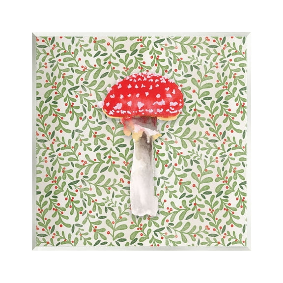 Stupell Industries Leaf Patterned Mushroom Botanical & Floral Painting Unframed Art Print Wall Art, 12 x 12