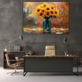 thumbnail image 5 of Mudket Autumn Sunflower in Teal Vase Canvas Wall Art, Floral Wall Decor, Framed Ready to Hang Botanical Artwork for Living Room Kitchen Farmhouse - 12"L x 8"W, 5 of 10