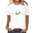 thumbnail image 2 of Fartey Womens Love Heart Graphic Tees Fashion Valentine's Day Short Sleeve Tops Soft Comfy Crewneck Casual T Shirts Loose Fit Holiday Blouses 2025 White S-3XL, 2 of 4