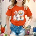 thumbnail image 2 of MIXUE Kids Girls Tops & T-Shirts Kids Easter Bunny Graphic Loose Fit Casual Short Sleeve Pullover T Shirts Daily-Wear,Orange,6-7 Years, 2 of 4