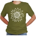 thumbnail image 3 of Women's Summer Sunflower T Shirt Cute Flower Graphic Loose Tees Crew Neck Short Sleeve Casual Tops (Olive-Medium), 3 of 5