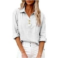 thumbnail image 6 of Aoiroe Womens Dressy,Oversized Short Sleeve Shirts for Women Lounge Shirts Women Women's Holiday Blouses Womens Holiday Outfits Shirts for Women Trendy White M, 6 of 9