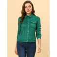 thumbnail image 2 of INSPIRE CHIC Veste Camionneur en Faux Suède à Col Rabattu pour Femme Vert P, 2 of 6