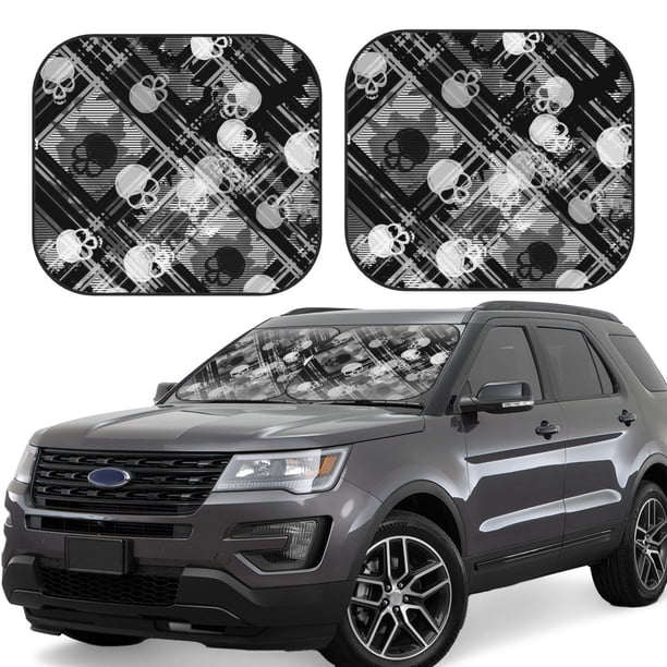 Fotbe Seamless Pattern With Skulls Juego de 2 Piezas de Parasoles para Parabrisas | Bloqueador Solar para Auto | Accesorios Plegables para Protección Solar Interior-Medium