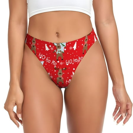 Bingfone Christmas Deer 1 Print Seamless Women Underwear Thongs Low Rise Hipster G-string Thongs Sexy Comfortable Panties Undies for Women-X-Small